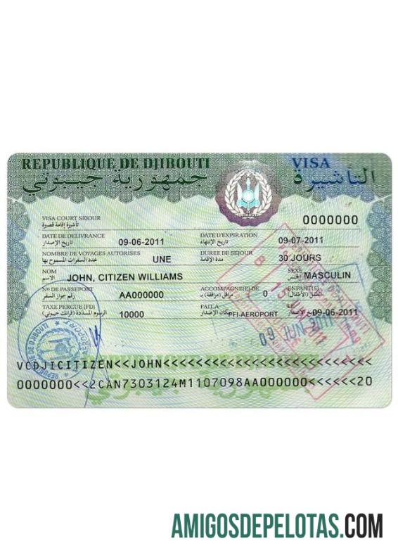 Visto para Djibuti amostra